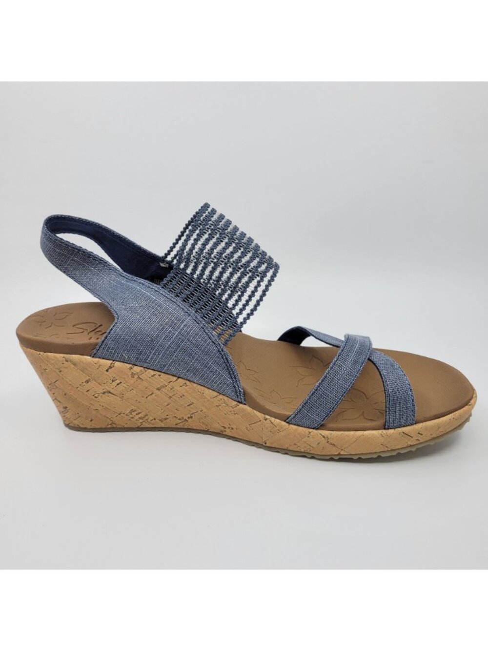 Skechers Beverlee Luxe Foam Wedge Sandals Womens sz 10 Blue Comfort Shoes Beachy - Picture 5 of 11
